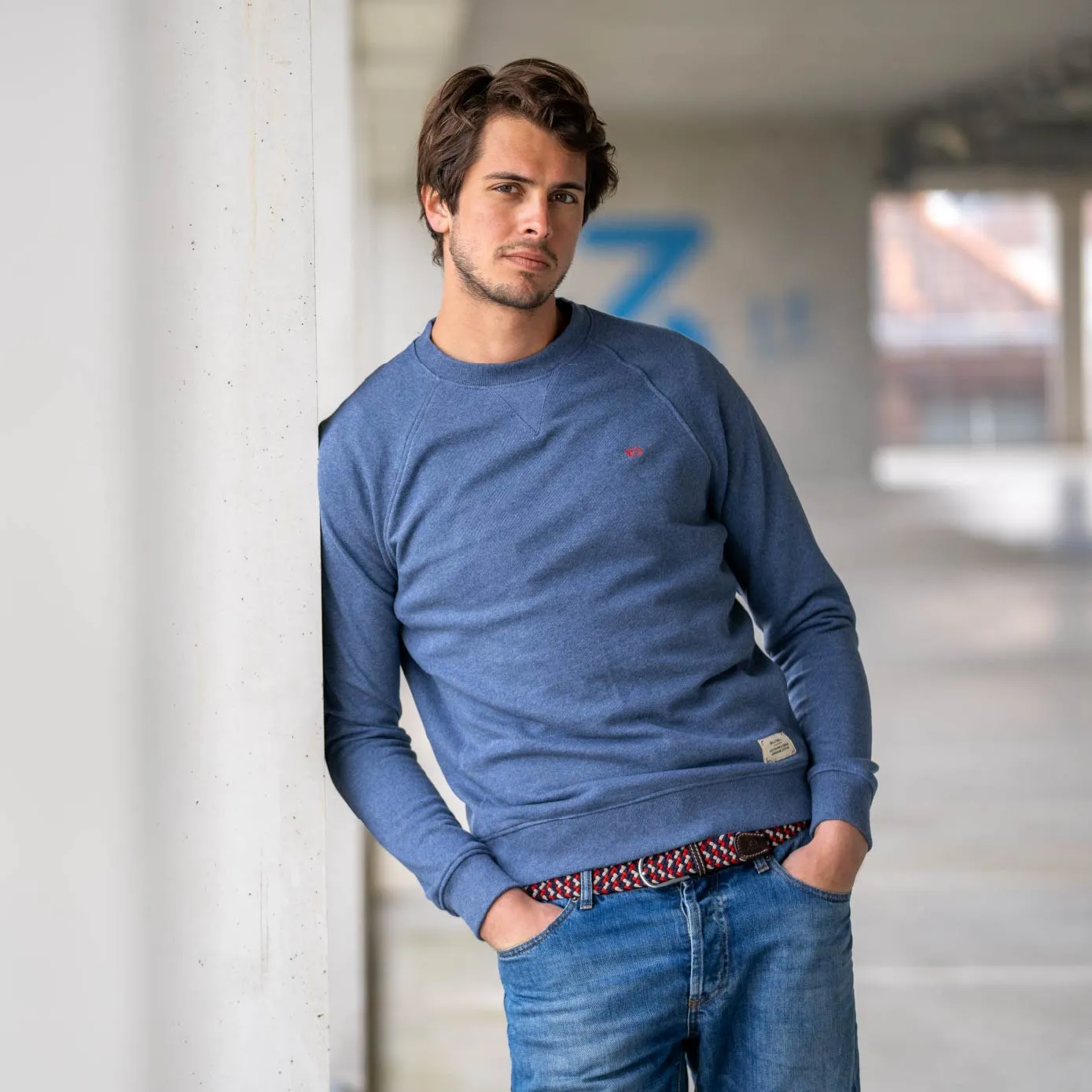 Sweatshirt 100% coton biologique Casual - Bleu chiné sold by Billybelt