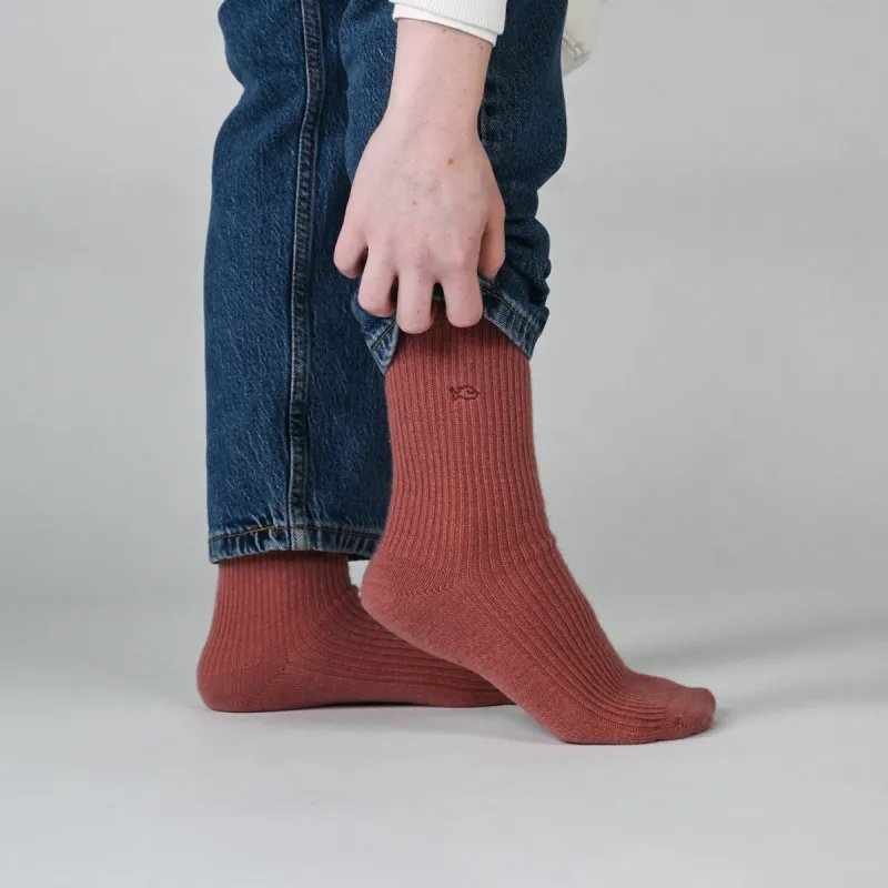 Chaussettes en laine avec angora - Bois de rose sold by Billybelt