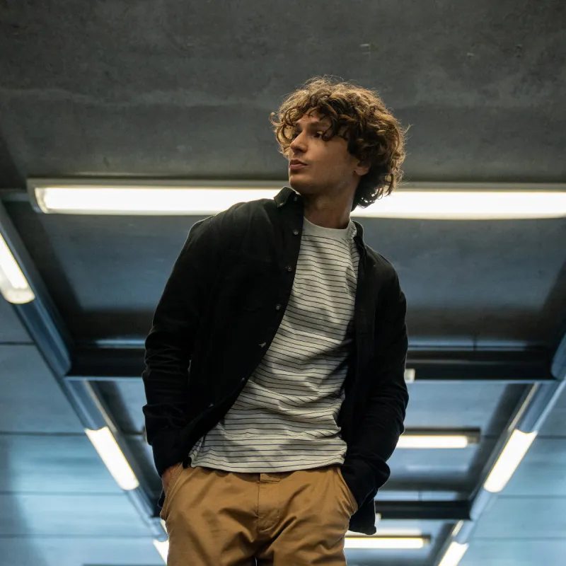 T-shirt en 100% coton bio authentique - Rayé noir et beige sold by Billybelt