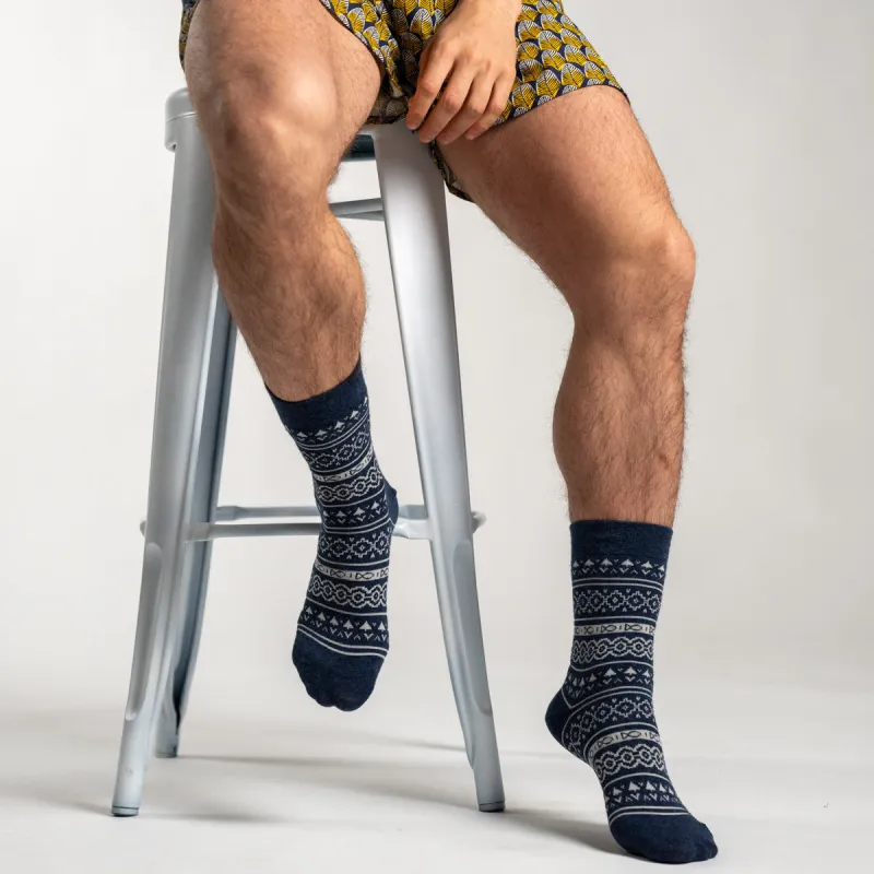 Chaussettes en coton peigné Jacquard - Bleu sold by Billybelt