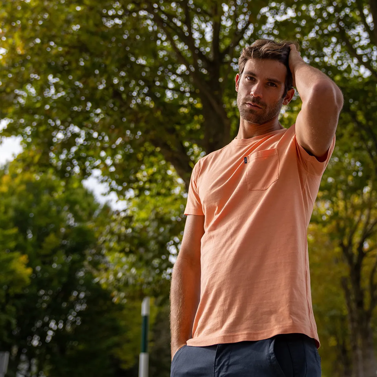 T-shirt 100% coton biologique Garment dye - Orange sold by Billybelt product image thumbnail 3