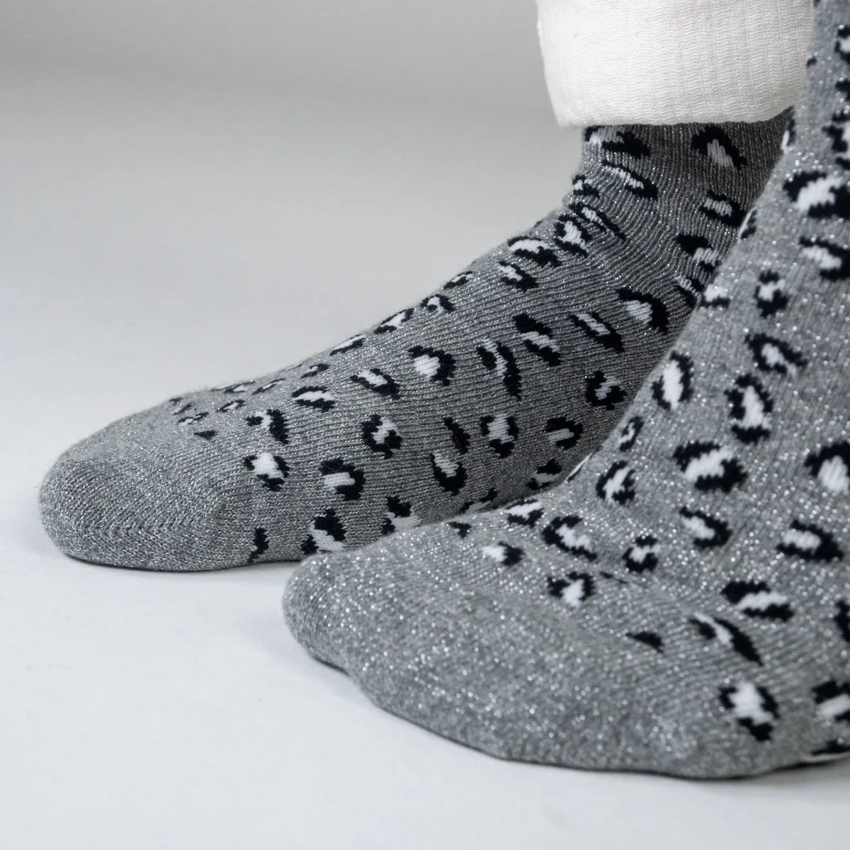 Chaussettes pailletées en coton peigné léopard - Gris sold by Billybelt product image thumbnail 4