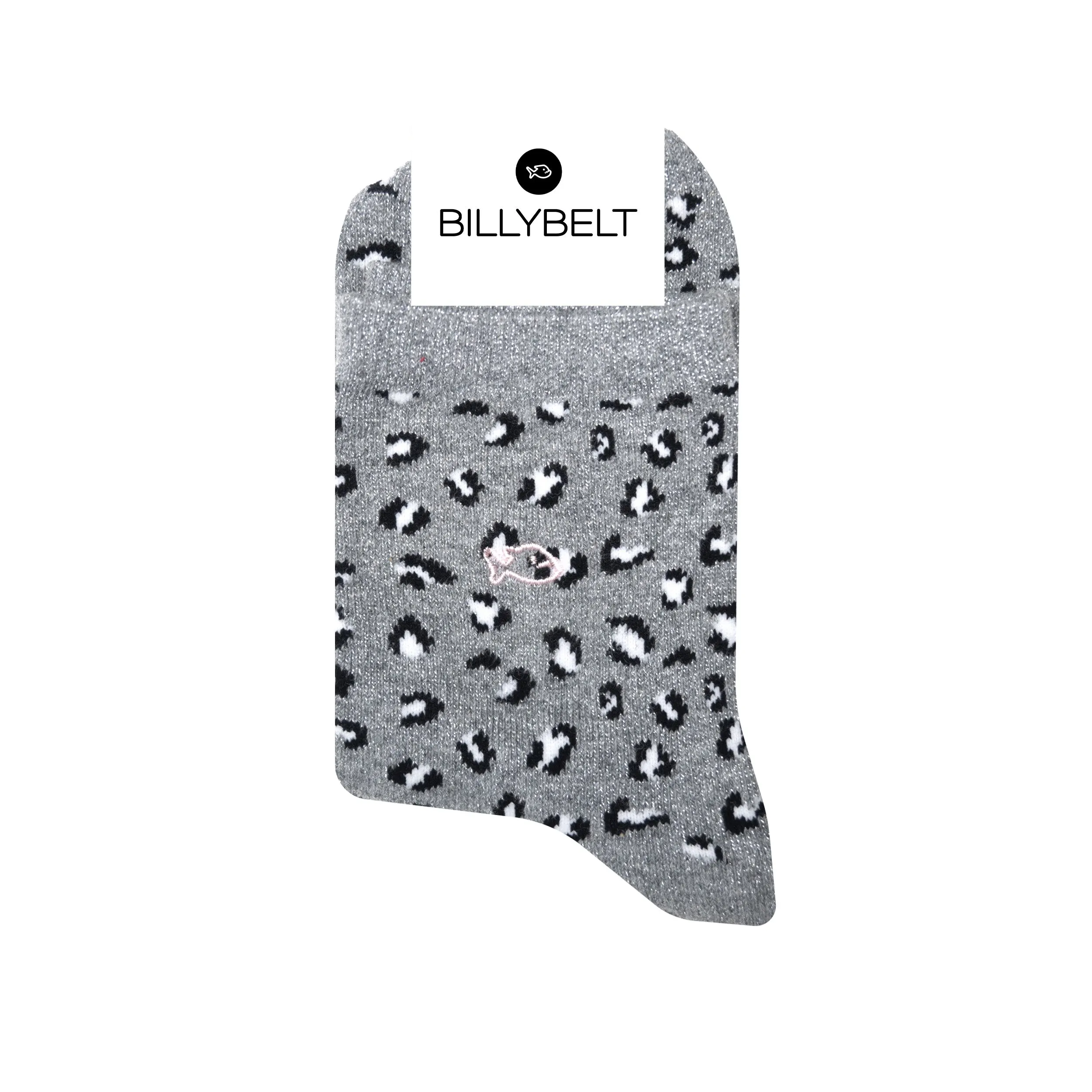 Chaussettes pailletées en coton peigné léopard - Gris sold by Billybelt product image thumbnail 2