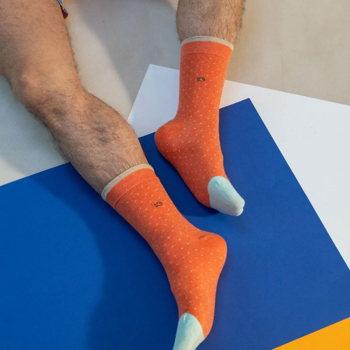 Chaussettes en coton peigné square - Pêche sold by Billybelt