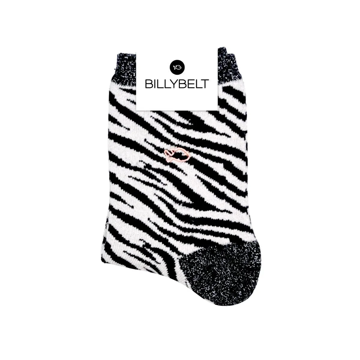 Chaussettes pailletées en coton peigné Zèbre - Blanc sold by Billybelt product image thumbnail 2