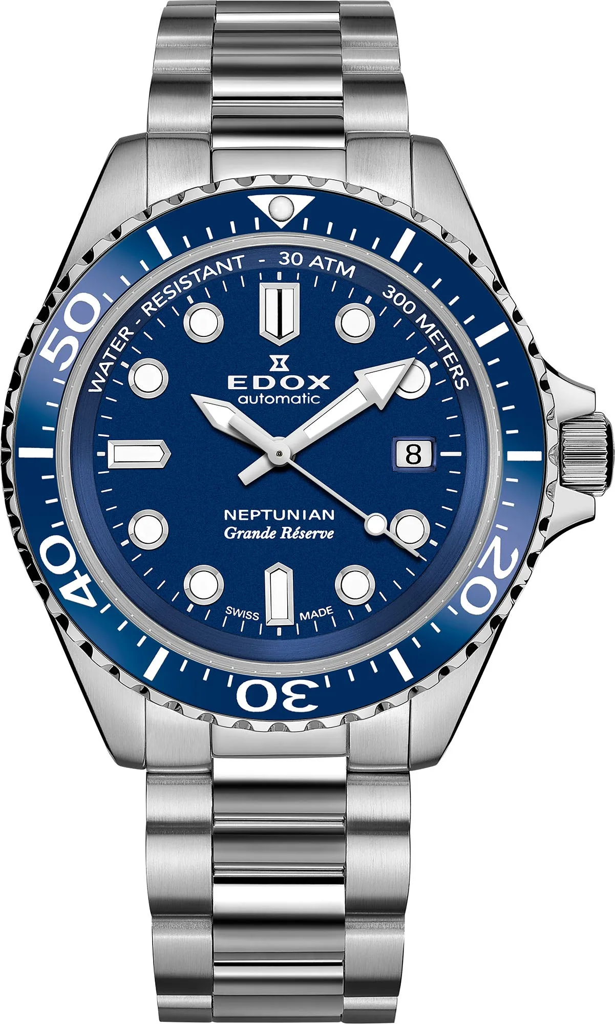 Edox Neptunian Grande Reserve Blue Watch sold by Jura Watches