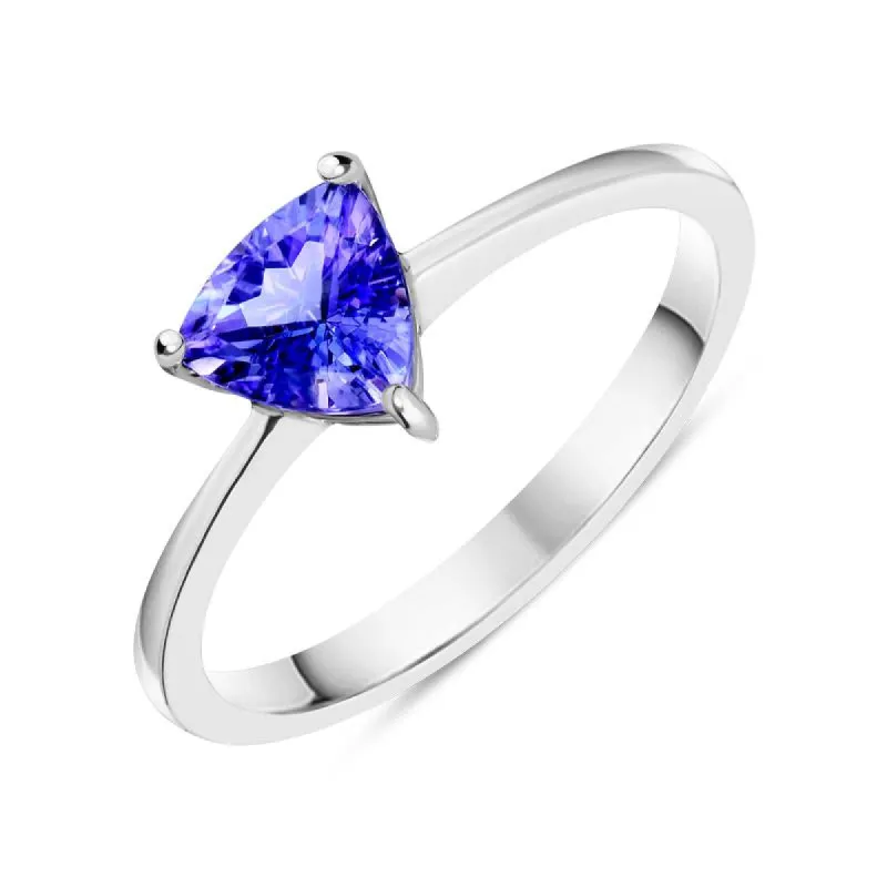 18ct White Gold 0.73ct Tanzanite Trillion Solitaire Ring sold by Jura Watches