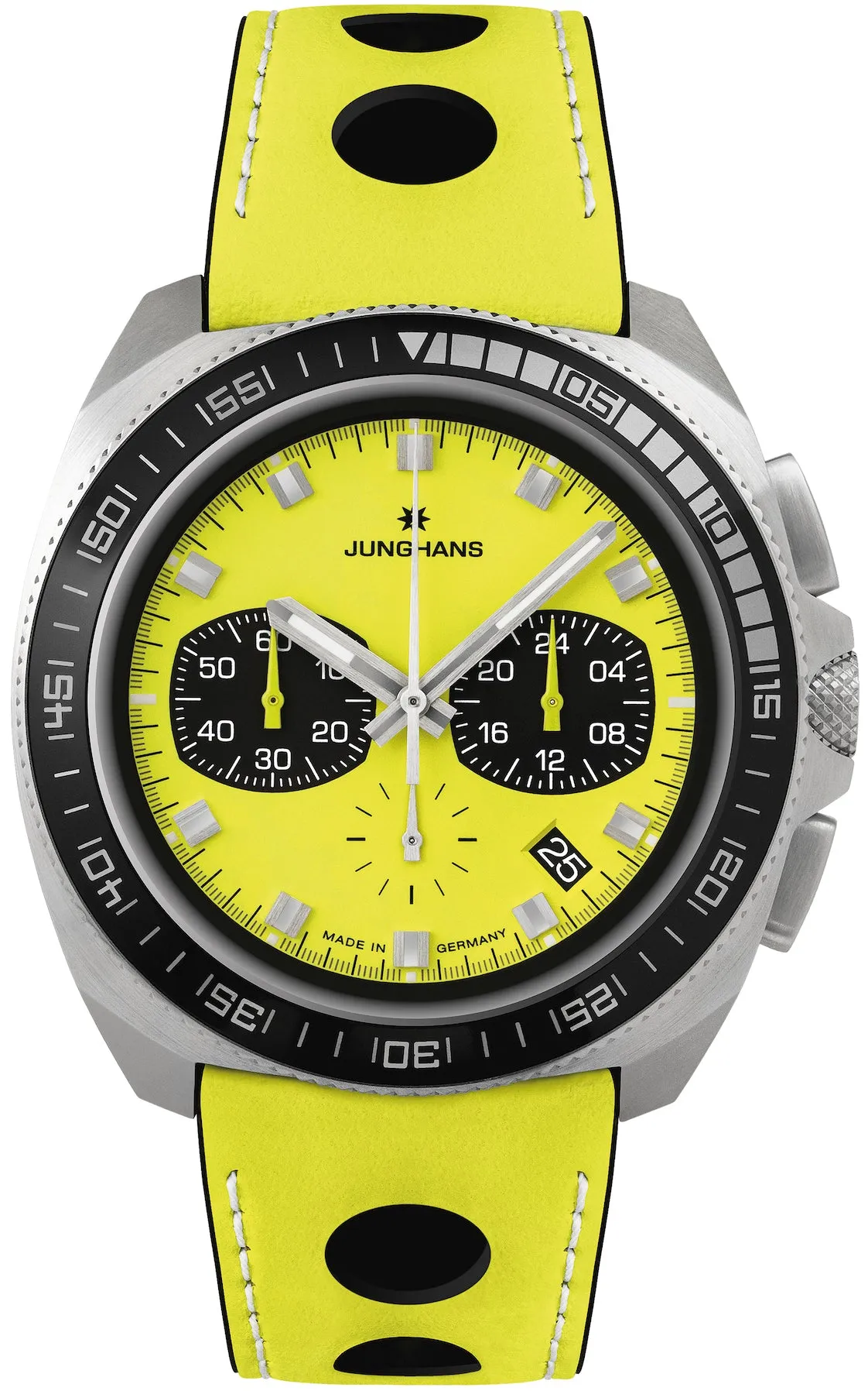 Junghans Watch 1972 Chronoscope FIS Lemon Quartz Limited Edition sold by Jura Watches