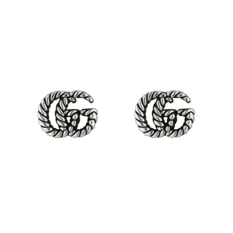 Gucci Double G Motif Aged Sterling Silver Stud Earrings sold by Jura Watches