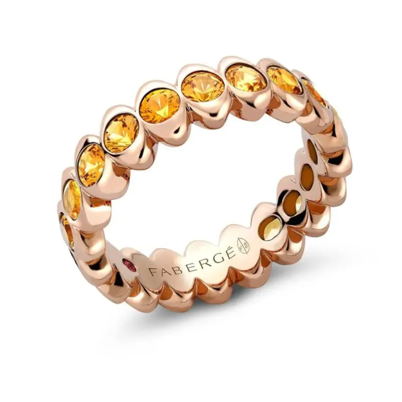 Faberge Colours of Love Cosmic Curve 18ct Rose Gold Orange Sapphire Eternity Ring sold by Jura Watches