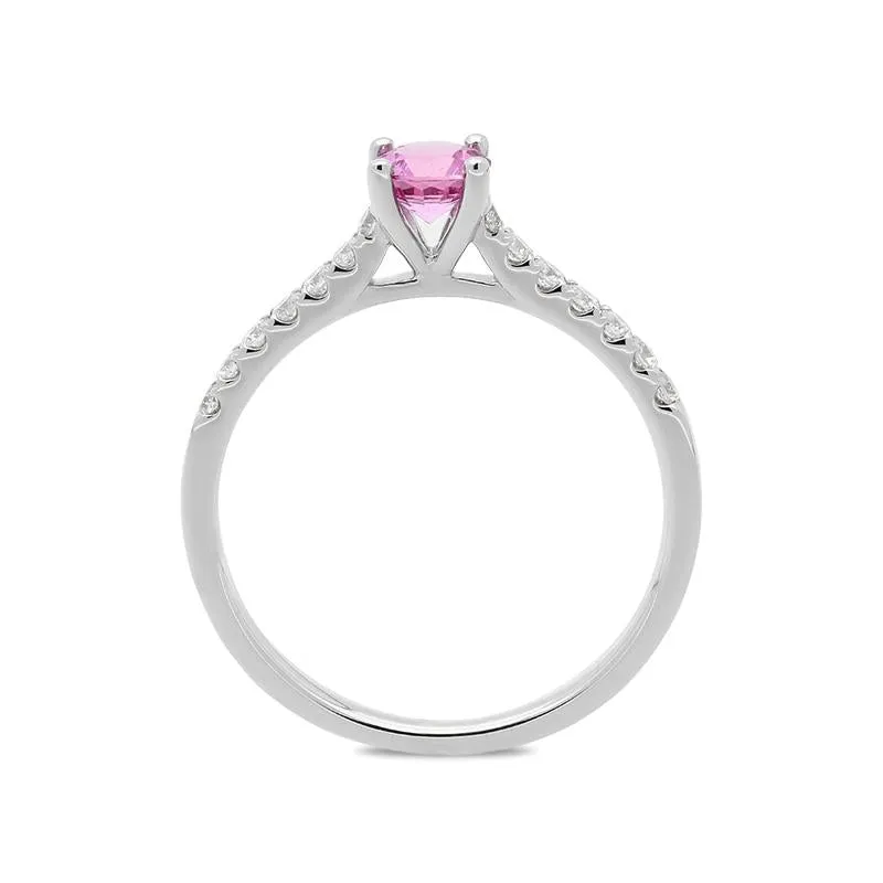 18ct White Gold 0.47ct Pink Sapphire Diamond Round Ring D sold by Jura Watches product image thumbnail 2