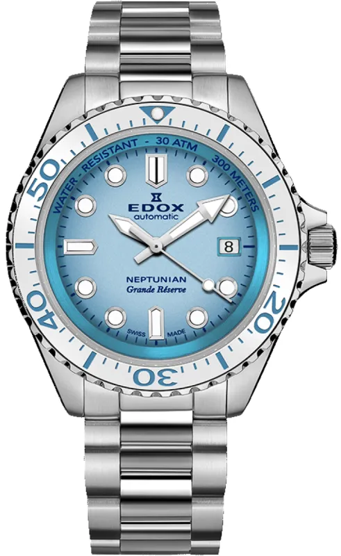 Edox Neptunian Grande Reserve Blue Watch sold by Jura Watches