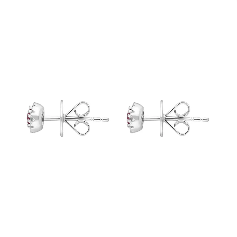 18ct White Gold Ruby Diamond Cluster Earrings sold by Jura Watches product image thumbnail 2