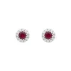 18ct White Gold Ruby Diamond Cluster Earrings sold by Jura Watches
