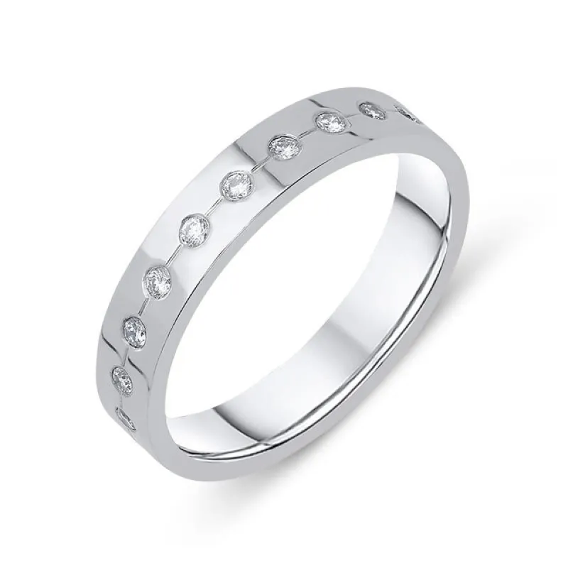 Platinum 0.17ct Diamond Brilliant Cut Wedding Ring D sold by Jura Watches