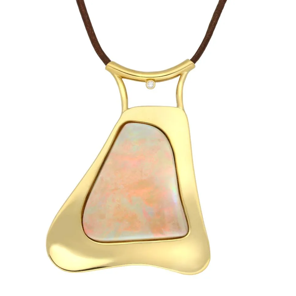 18ct Yellow Gold Opal Diamond Large Unique Necklace D sold by Jura Watches