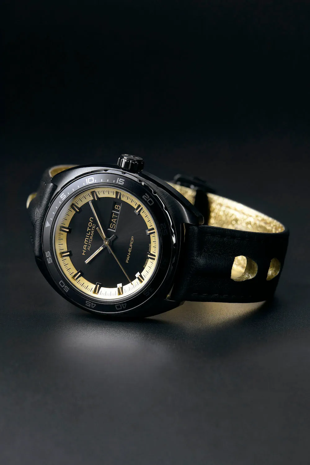 Hamilton Watch American Classic Pan Europ Day Date Black & Gold sold by Jura Watches product image thumbnail 3