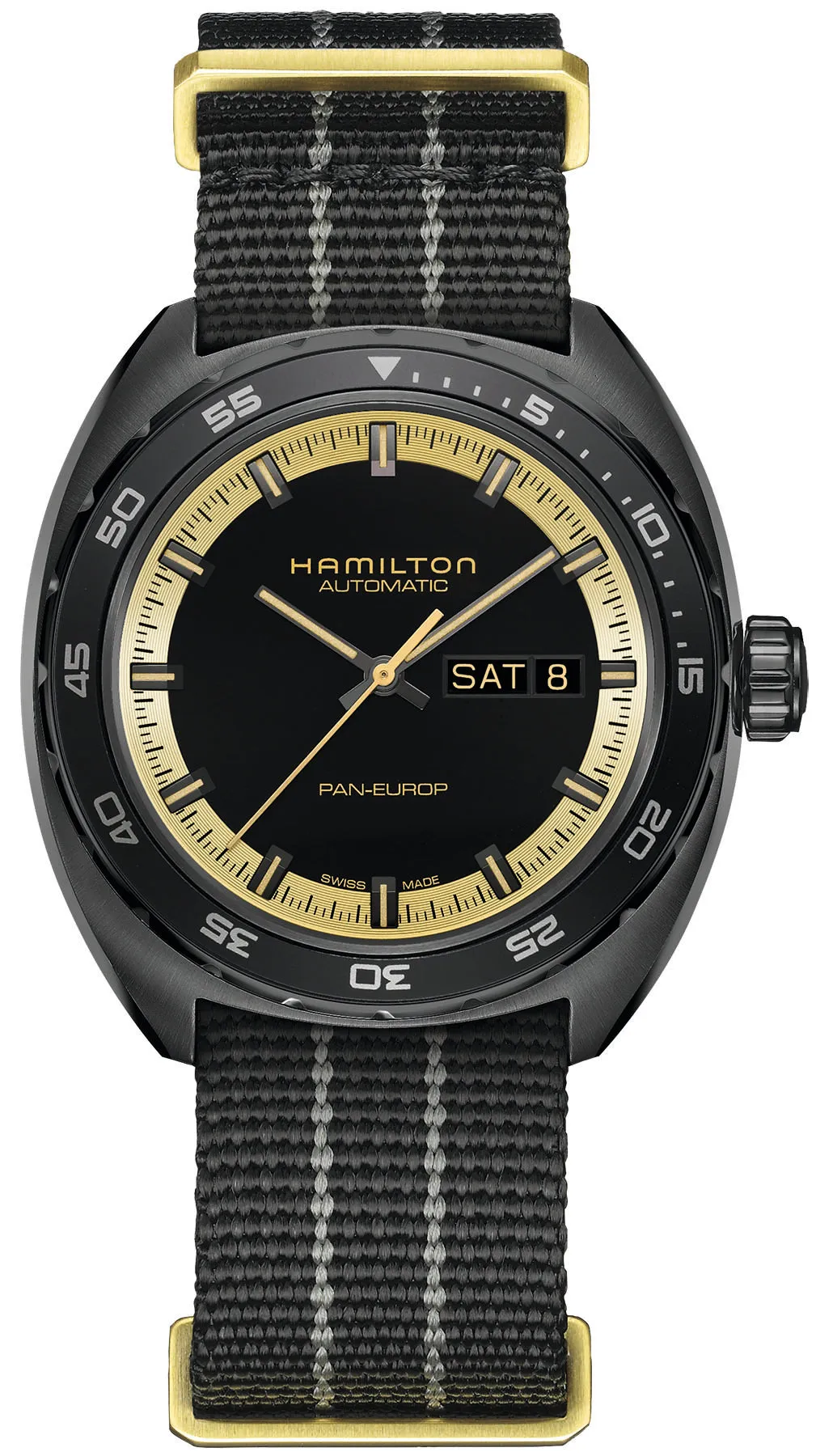Hamilton Watch American Classic Pan Europ Day Date Black & Gold sold by Jura Watches product image thumbnail 2