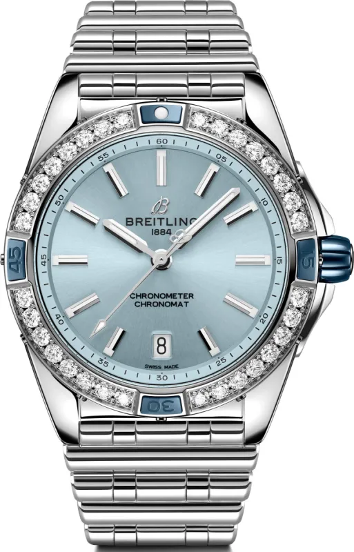 Breitling Super Chronomat Automatic 38 Iced Blue Bracelet Watch made by Breitling