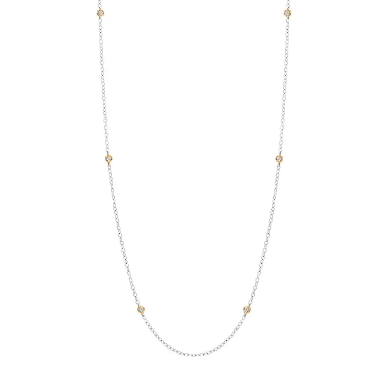 18ct White and Rose Gold Diamond Long Necklet D sold by Jura Watches