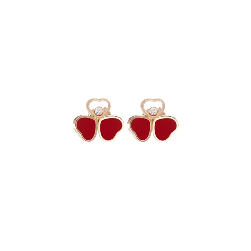Chopard Happy Hearts Wings 18ct Rose Gold Red Stone Earrings sold by Jura Watches