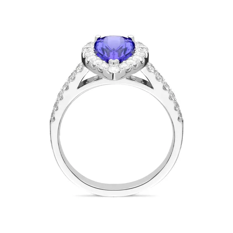 18ct White Gold 1.65ct Tanzanite 0.63ct Diamond Pear Cut Halo Ring sold by Jura Watches product image thumbnail 2