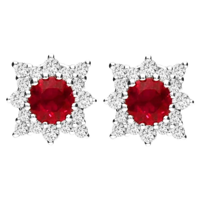 18ct White Gold 0.54ct Ruby 0.24ct Diamond Star Stud Earrings sold by Jura Watches