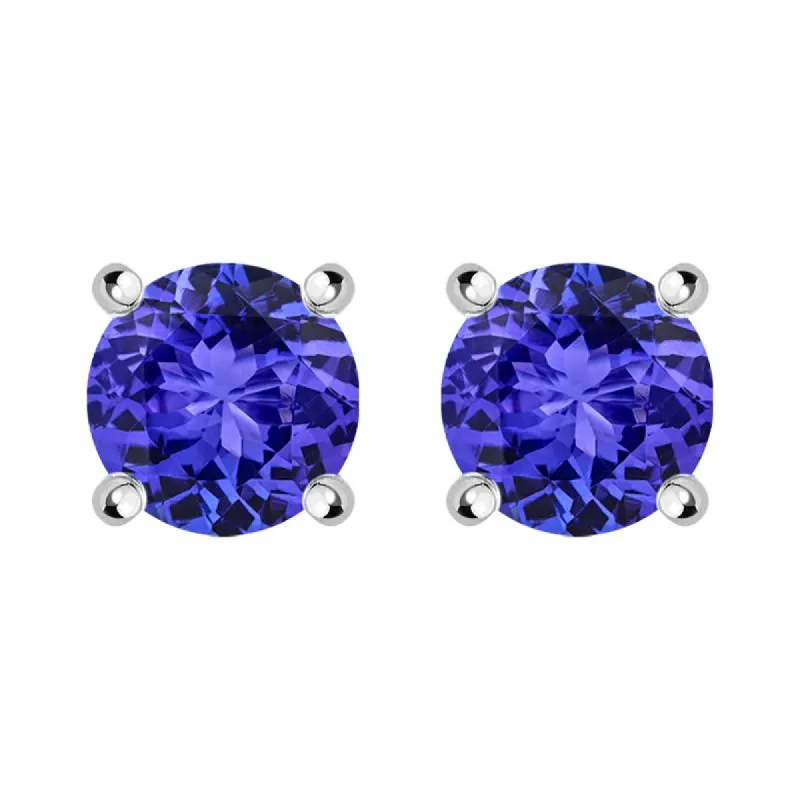 18ct White Gold 0.58ct Tanzanite Brilliant Cut Stud Earrings sold by Jura Watches