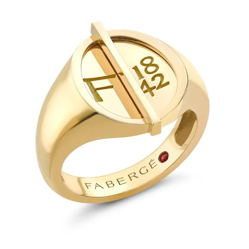 Faberge 1842 18ct Yellow Gold Egg Signet Ring sold by Jura Watches