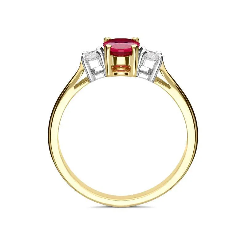 18ct Yellow Gold 0.57ct Ruby Diamond Trilogy Ring sold by Jura Watches product image thumbnail 2
