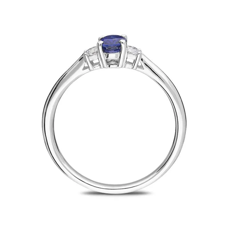 18ct White Gold 0.57ct Sapphire Diamond Oval Trilogy Ring sold by Jura Watches product image thumbnail 2