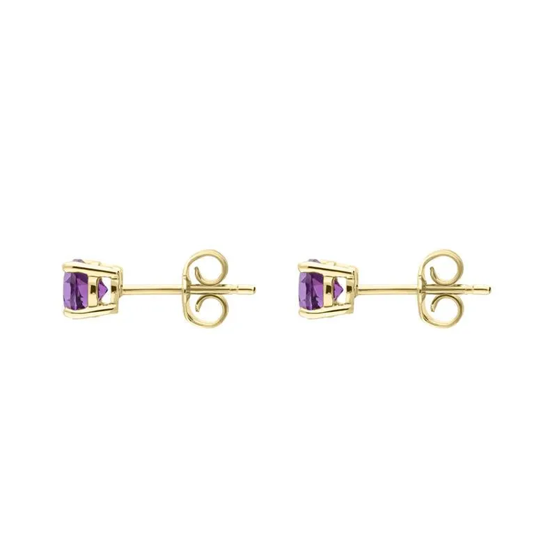 18ct Yellow Gold 18ct Amethyst Round Stud Earrings sold by Jura Watches product image thumbnail 2