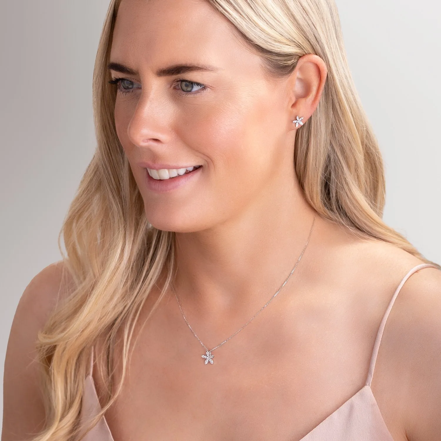 18ct White Gold Diamond Flower Pendant sold by Jura Watches product image thumbnail 3