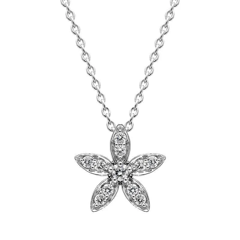18ct White Gold Diamond Flower Pendant sold by Jura Watches
