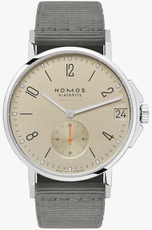 Nomos Glashutte Ahoi Neomatik 38 Date Sand Steel Back Watch sold by Jura Watches