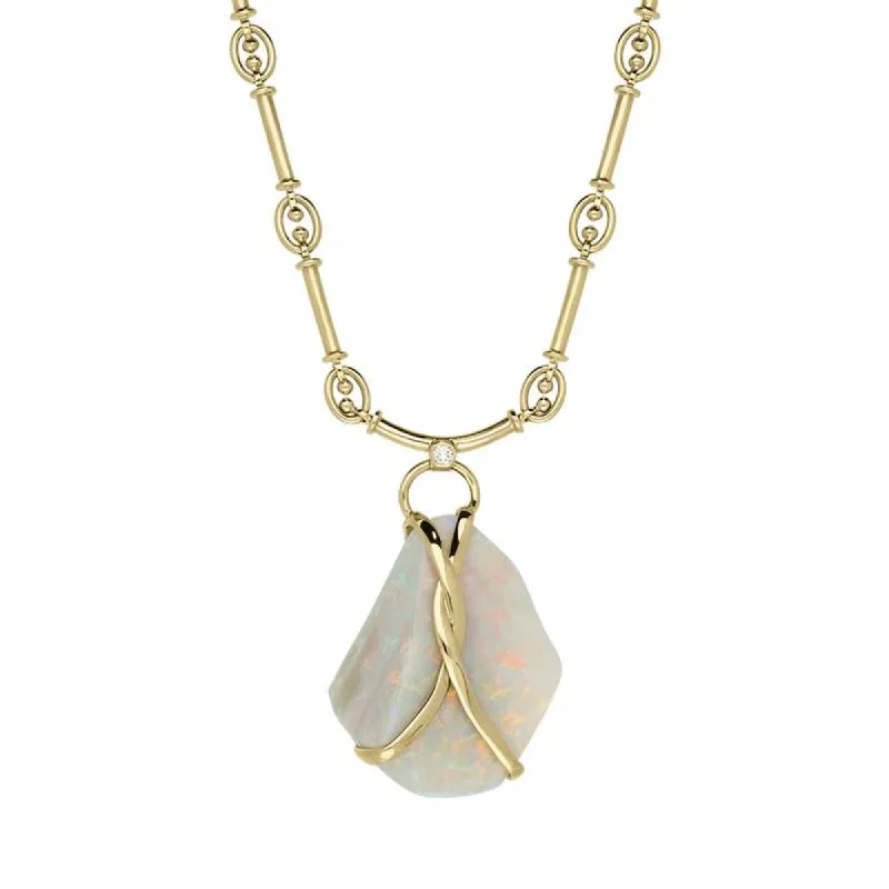18ct Yellow Gold Opal Entwined Diamond Necklace D sold by Jura Watches