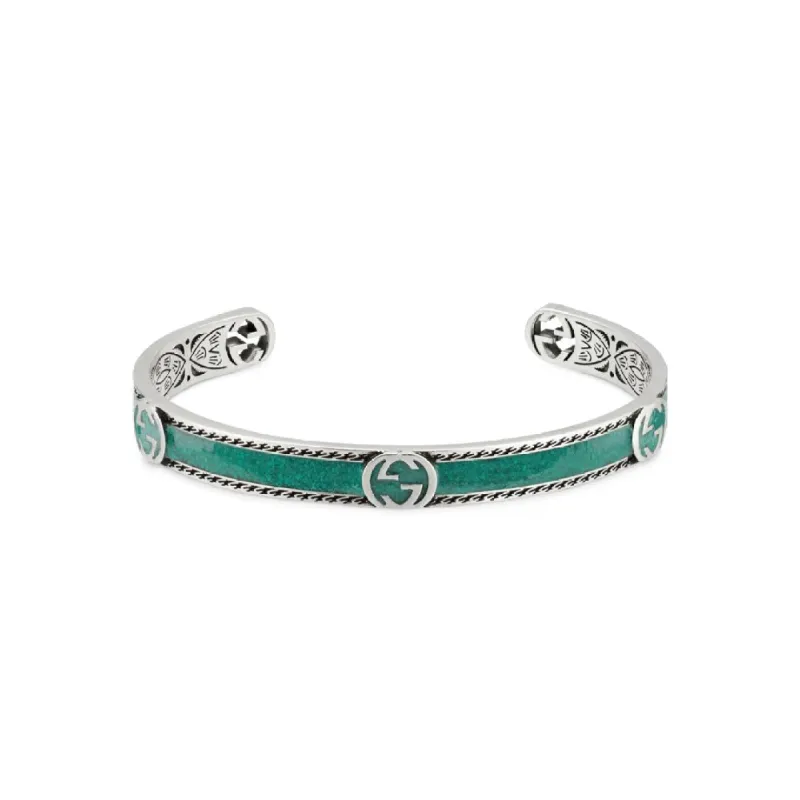 Gucci Interlocking G Sterling Silver Turquoise Enamel Cuff Bracelet D sold by Jura Watches