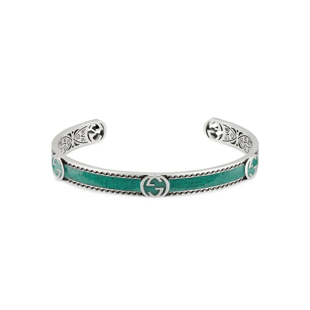 Gucci Interlocking G Sterling Silver Turquoise Enamel Cuff Bracelet D sold by Jura Watches