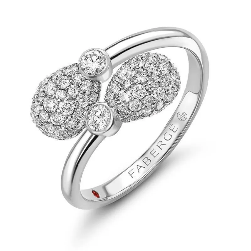 Faberge Emotion 18ct White Gold Diamond Crossover Ring sold by Jura Watches