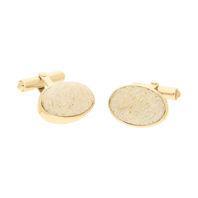 18ct Yellow Gold Coquina Oval Cufflinks sold by Jura Watches