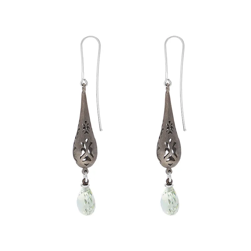 Sterling Silver Black Rhodium Mint Quartz Drop Earrings D sold by Jura Watches product image thumbnail 2