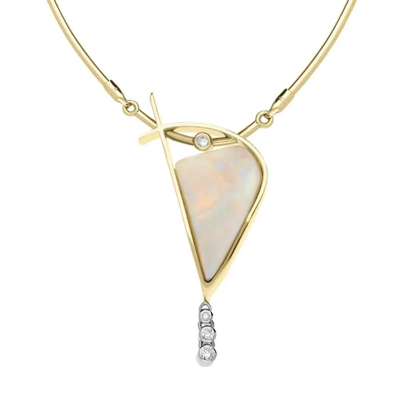 18ct Yellow Gold Opal Diamond Unique Necklace D sold by Jura Watches
