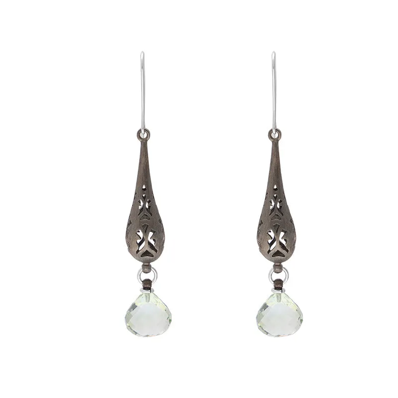 Sterling Silver Black Rhodium Mint Quartz Drop Earrings D sold by Jura Watches