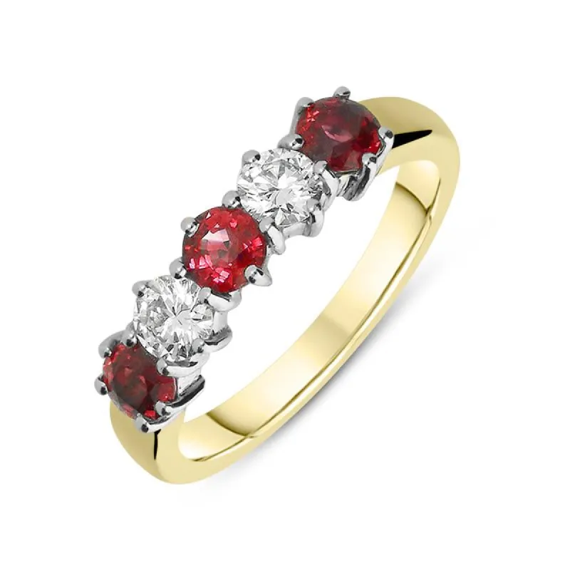 18ct Yellow & White Gold 1ct Ruby 0.49ct Diamond Claw Set Ring sold by Jura Watches
