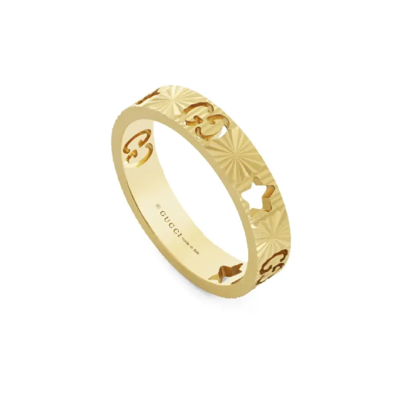 Gucci Icon 18ct Yellow Gold Star Band Ring D sold by Jura Watches