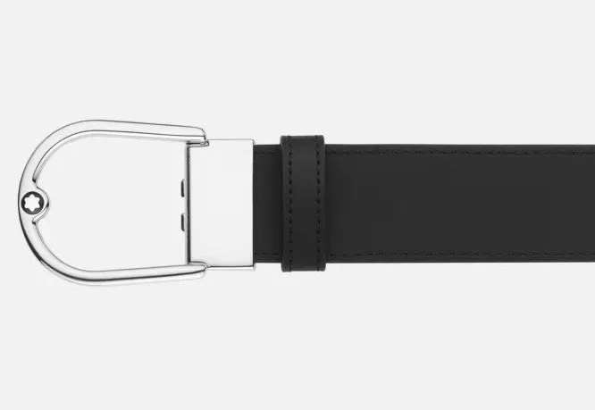 Montblanc Horseshoe Buckle 35mm Reversible Leather Belt Printed Black/Plain Black sold by Jura Watches product image thumbnail 3