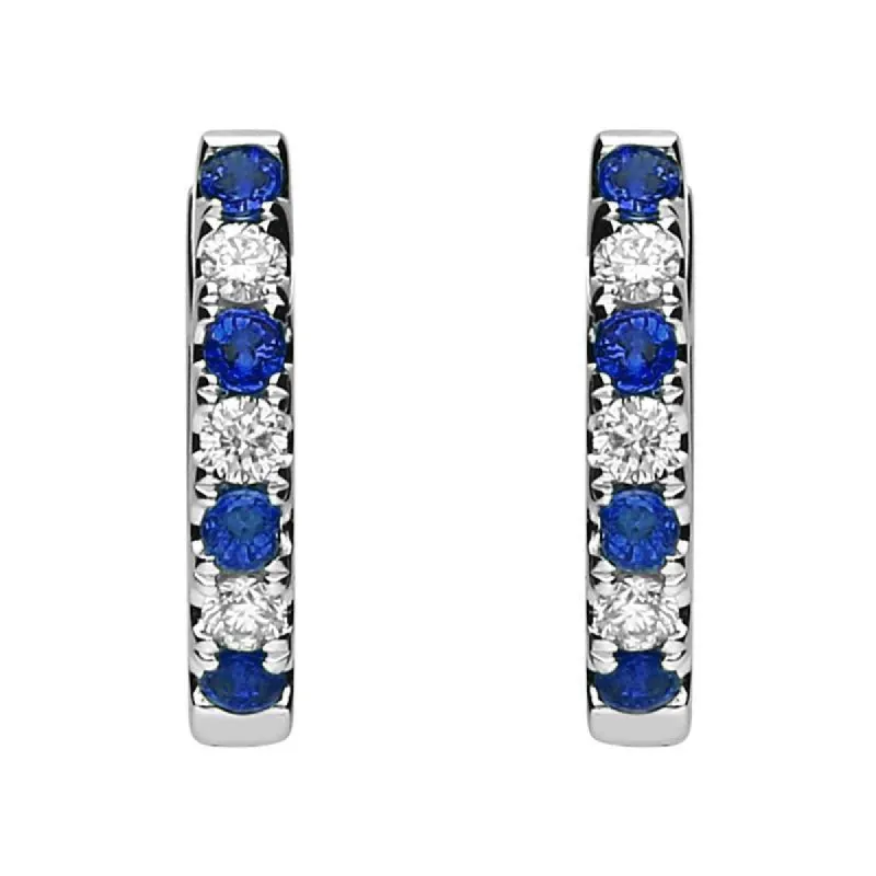 18ct White Gold 0.19ct Sapphire Diamond Petite Hoop Earrings sold by Jura Watches