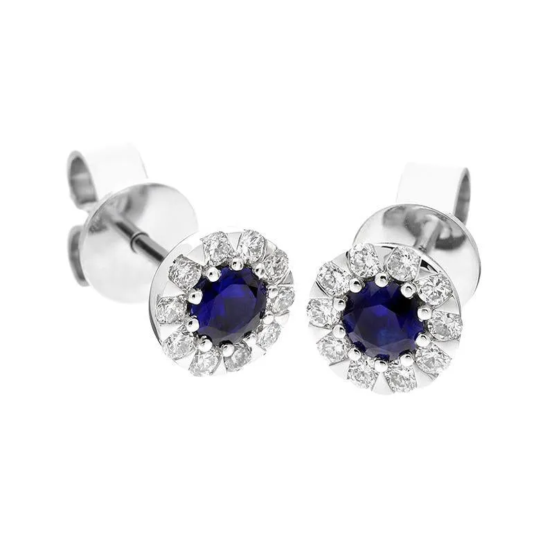18ct White Gold Sapphire Diamond Cluster Stud Earrings sold by Jura Watches product image thumbnail 2