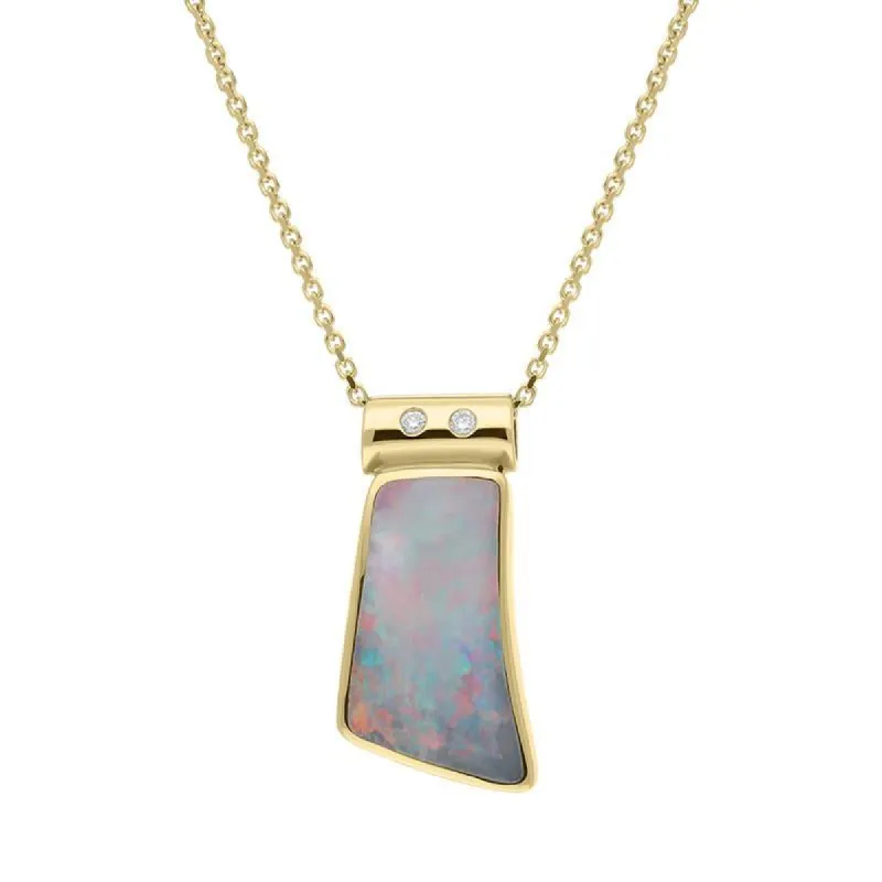 18ct Yellow Gold Opal 0.02ct Diamond Unique Necklace sold by Jura Watches