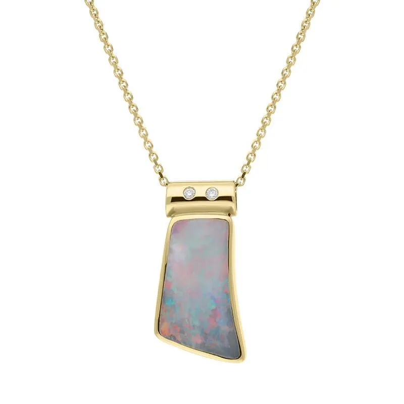 18ct Yellow Gold Opal 0.02ct Diamond Unique Necklace sold by Jura Watches